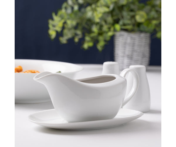 Price and Kensington Simplicity Porcelain Gravy Boat and Saucer, White