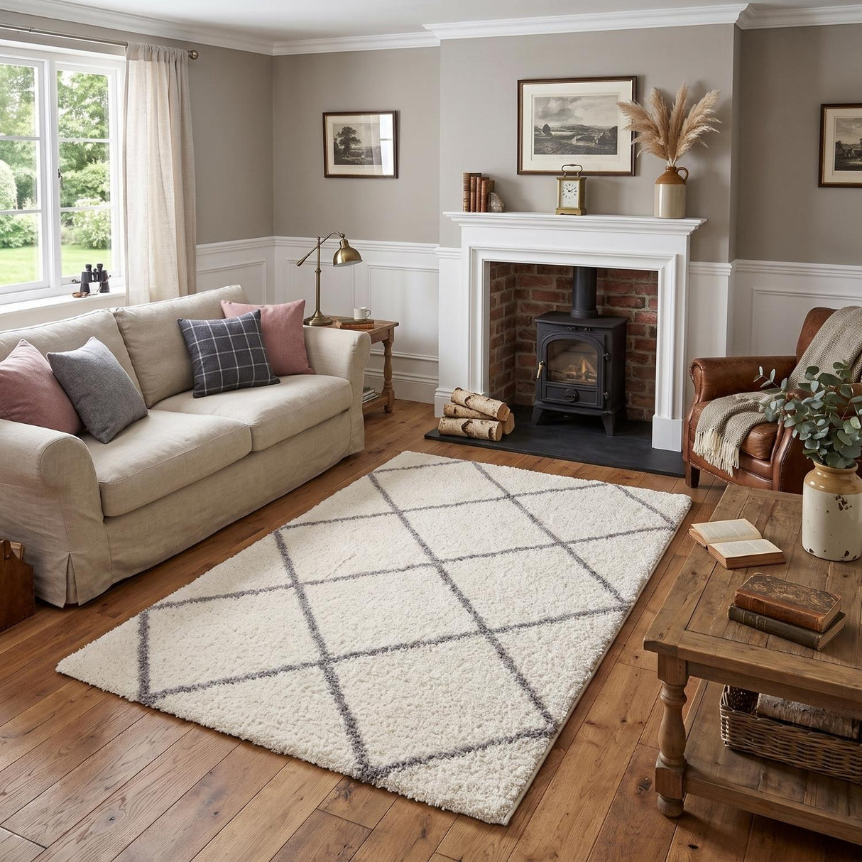 Moroccan Ivory Shaggy Rug 500 | The Rugs