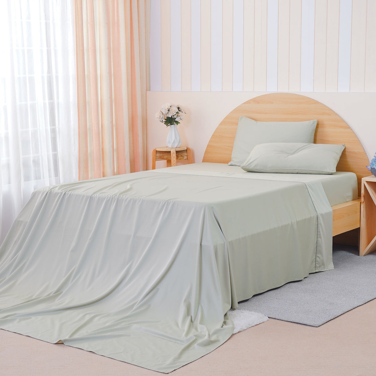 SHEET STORY Ackly Bamboo - Sage Green Flat Sheet