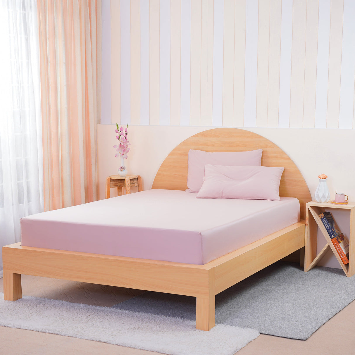 SHEET STORY Ackly Bamboo Fitted Sheet - Blush Pink