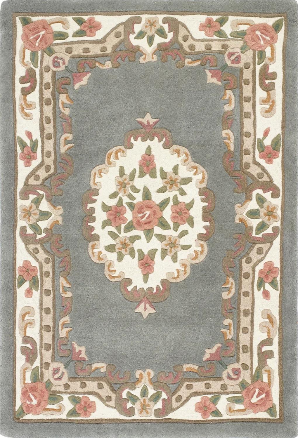 Shensi Grey Medallion Rug - 100% pure wool