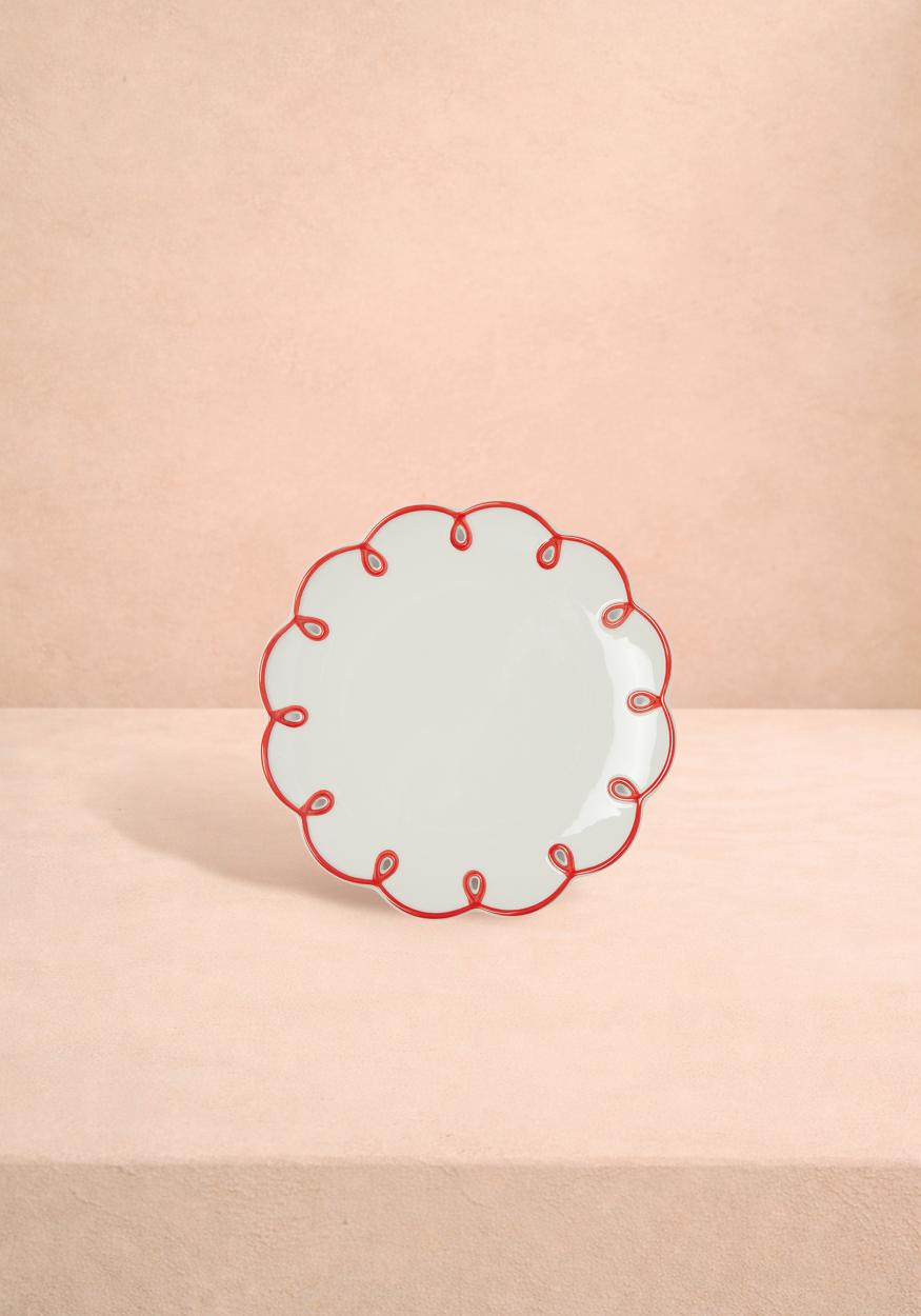 Casa by Josephine Jenno Rosy Red Scalloped Side Plates - Set of 4