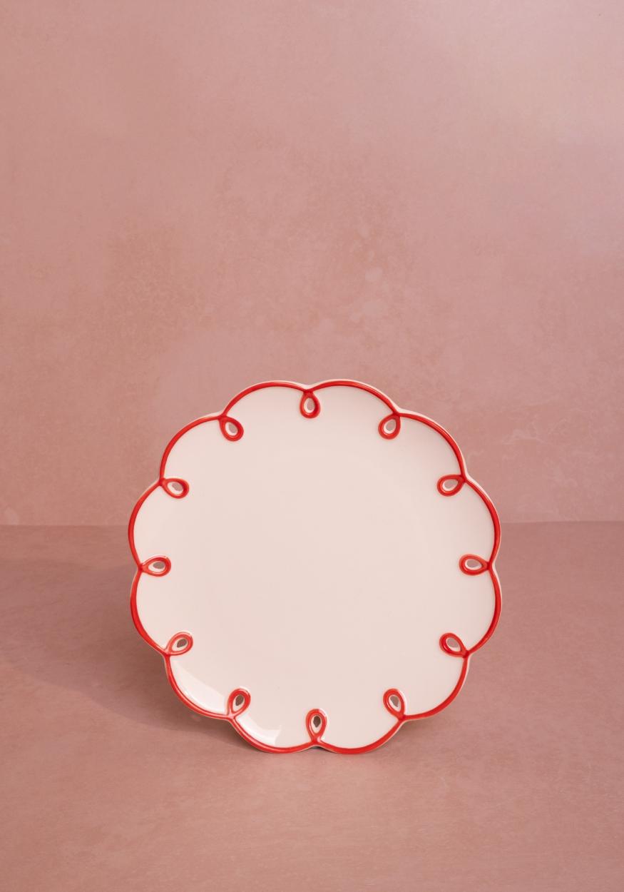 Casa by Josephine Jenno Rosy Red Scalloped Side Plates - Set of 4