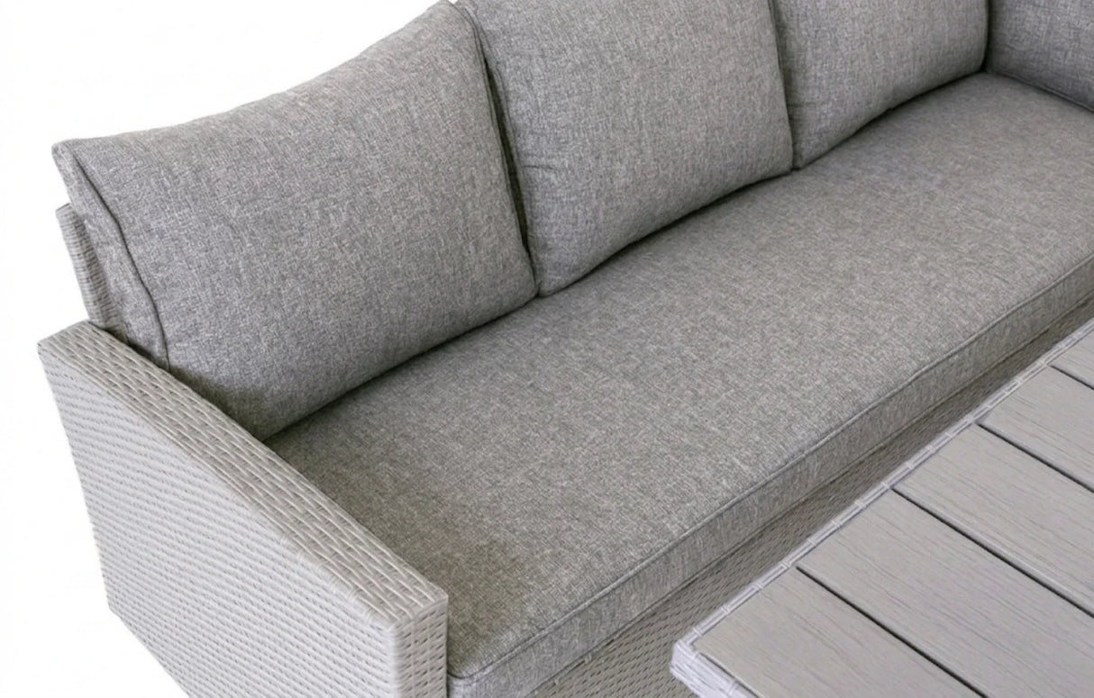 MINT Outdoor Stockholm 6 Seater Grey Rattan Corner Set & Cover Bundle