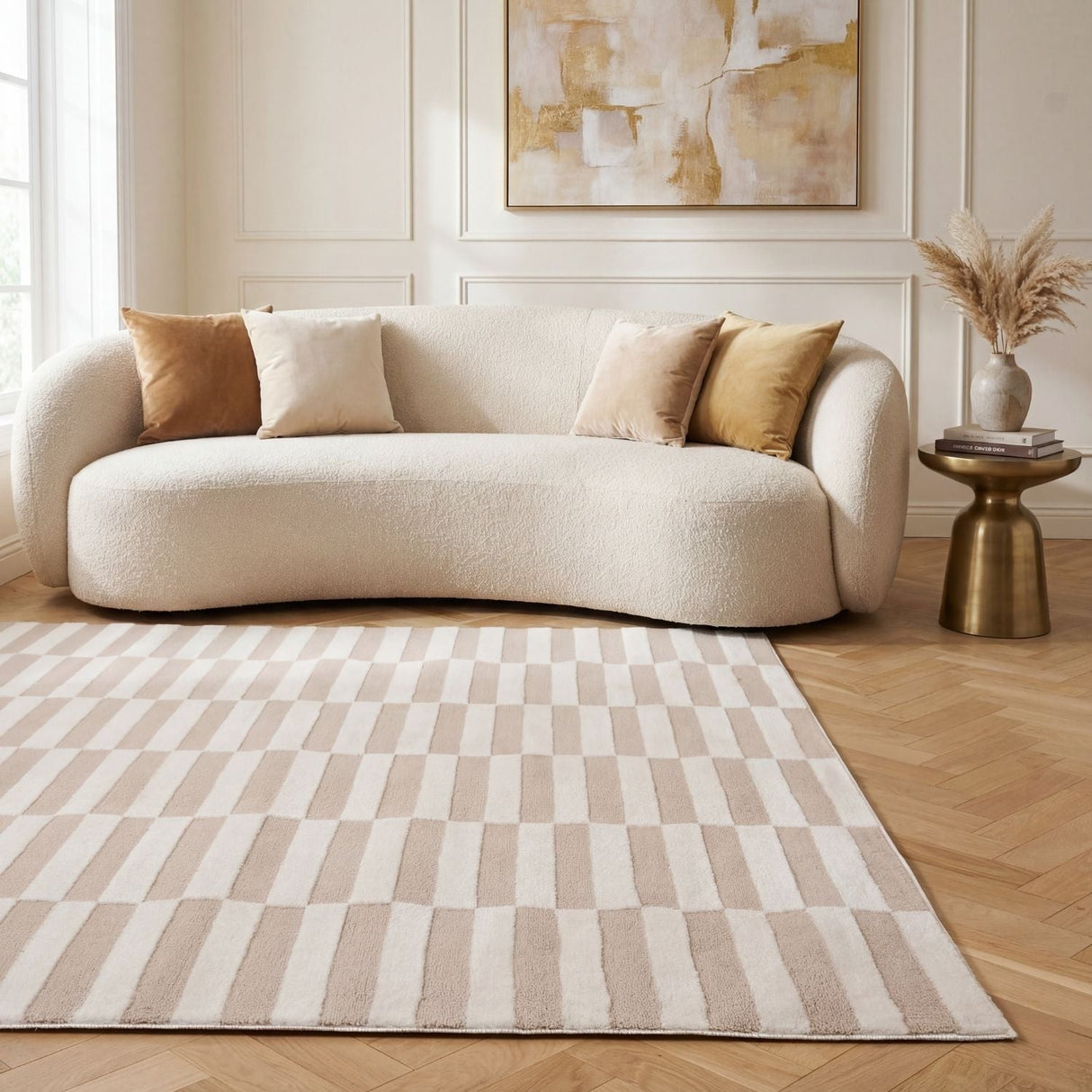 The Rugs Loft Striped Beige Rug
