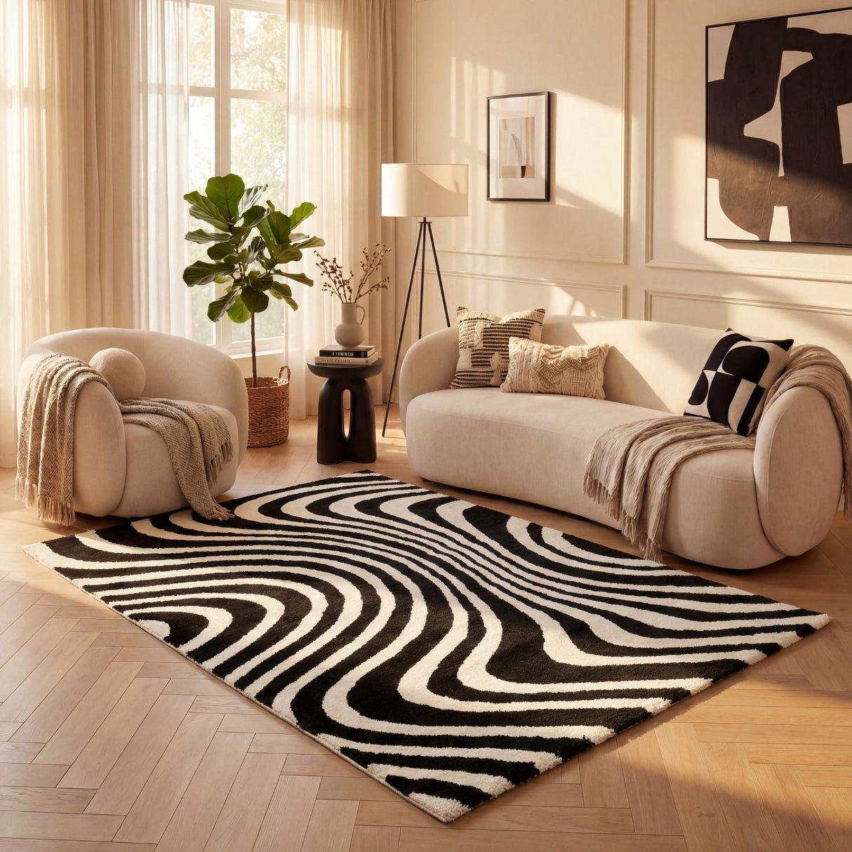 The Rugs Joli Striped Black & White Rug