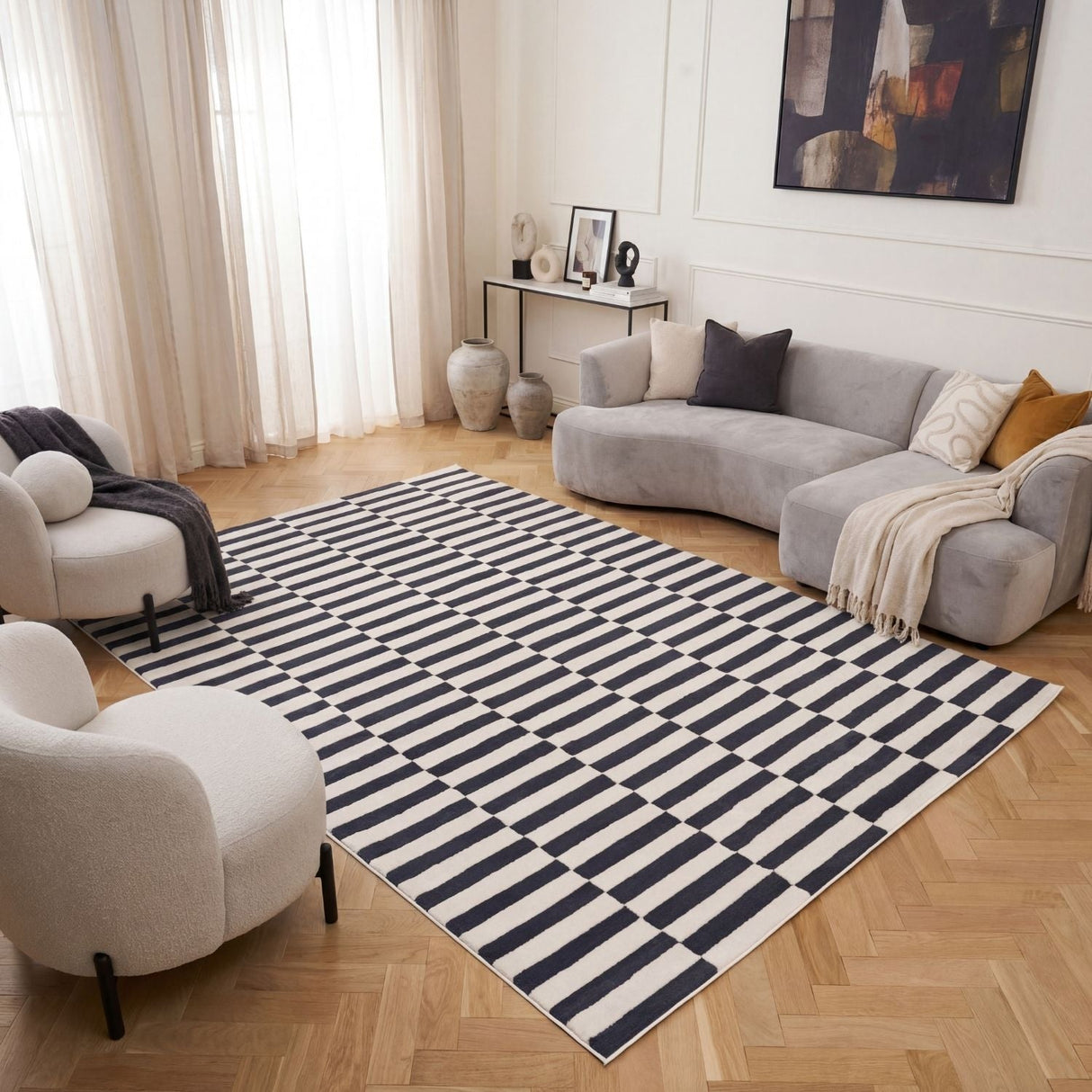 The Rugs Loft Striped Blue Rug