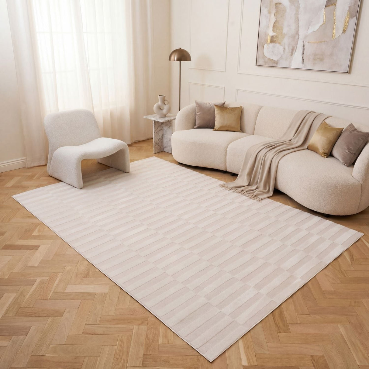The Rugs Loft Striped Cream Rug