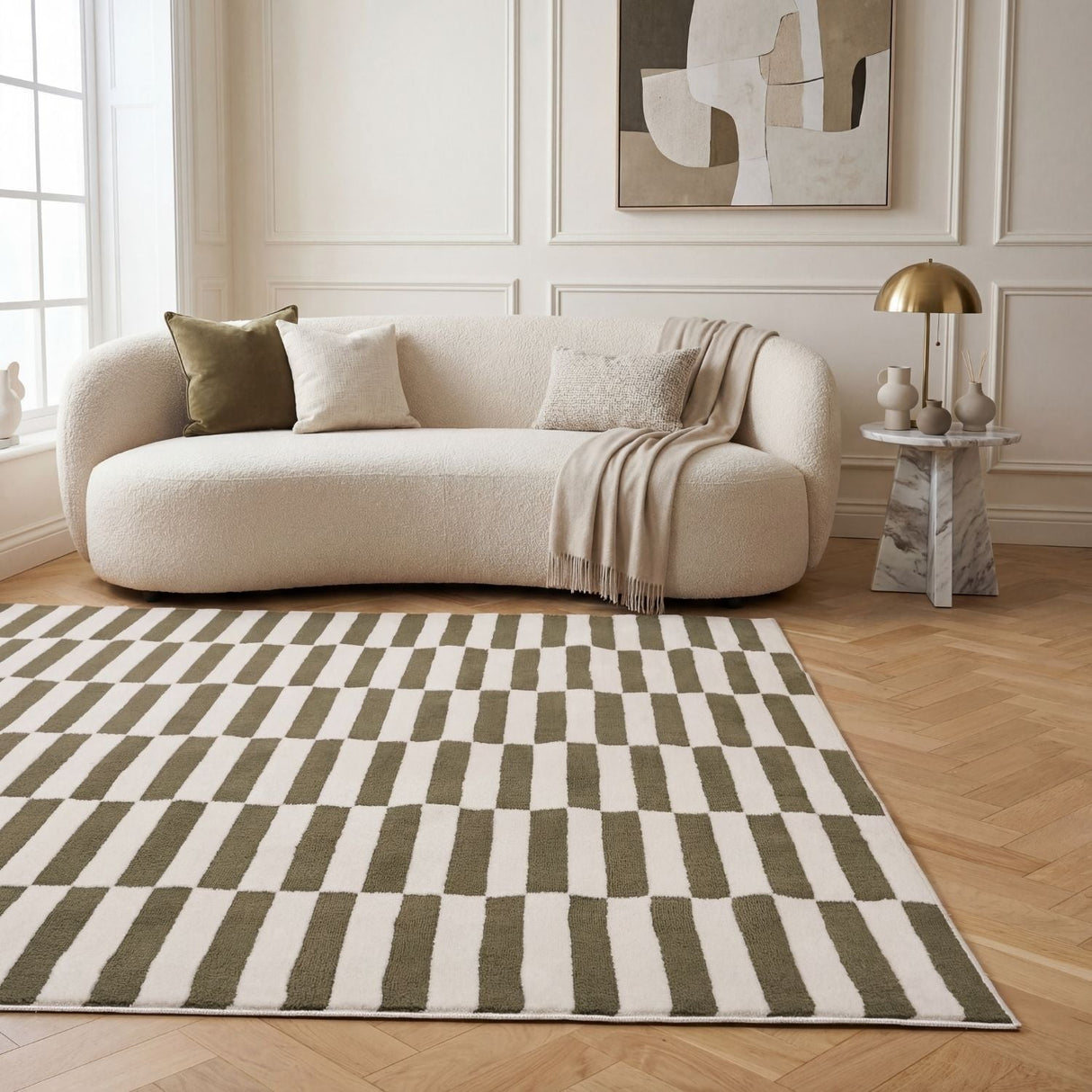 The Rugs Loft Striped Green Rug
