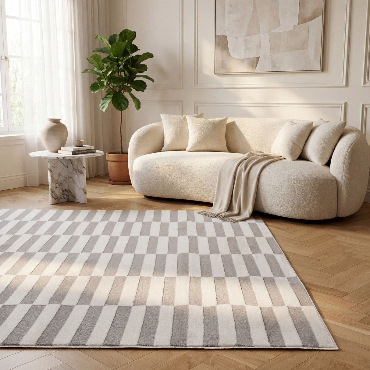 The Rugs Loft Striped Grey Rug