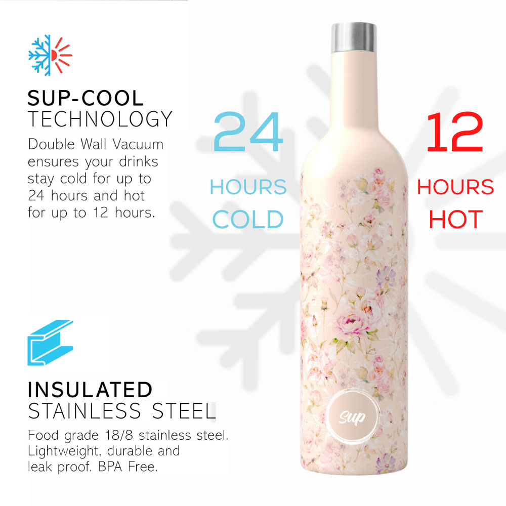 Sup drinkware Insulated Wine Bottle Flowers
