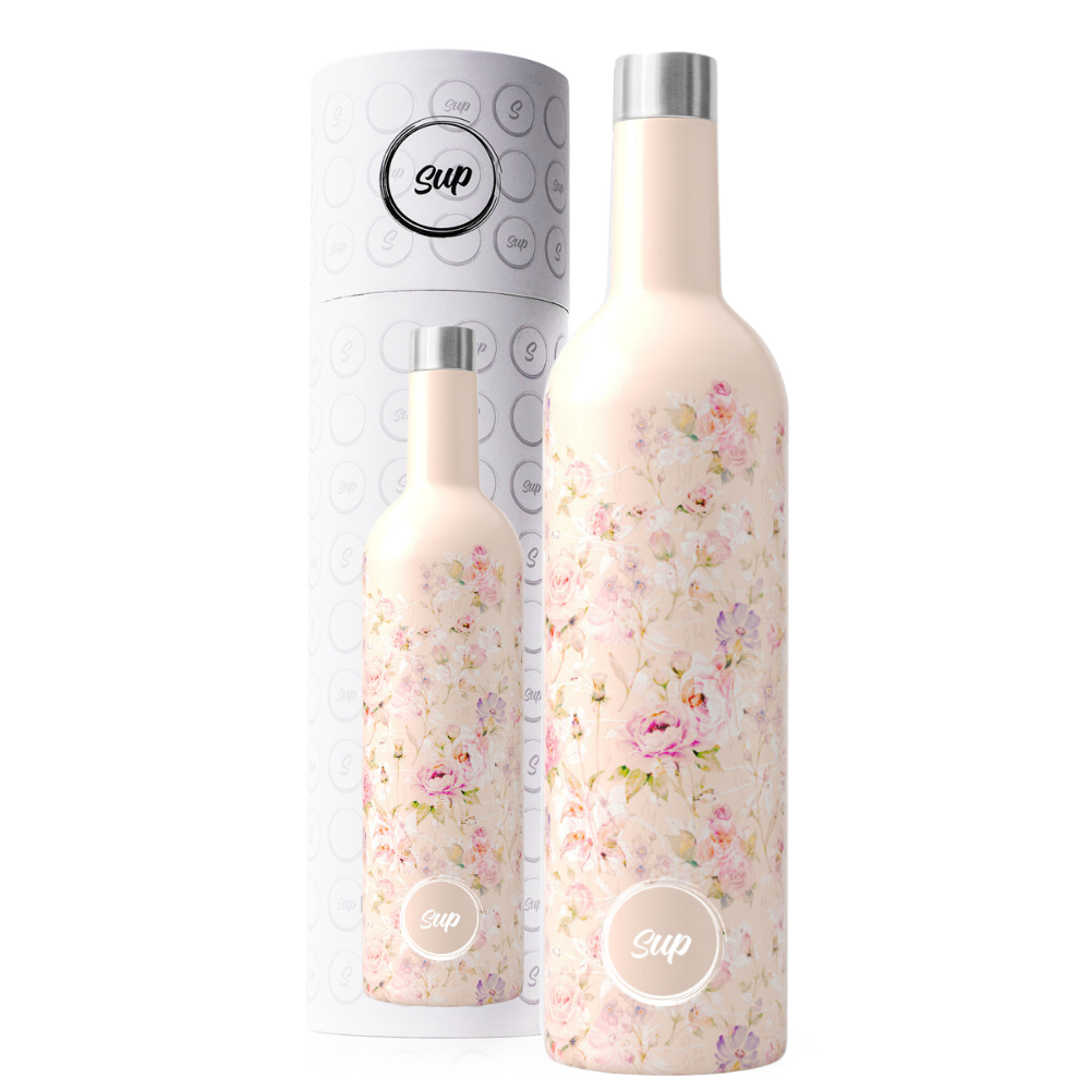 Sup drinkware Insulated Wine Bottle Flowers