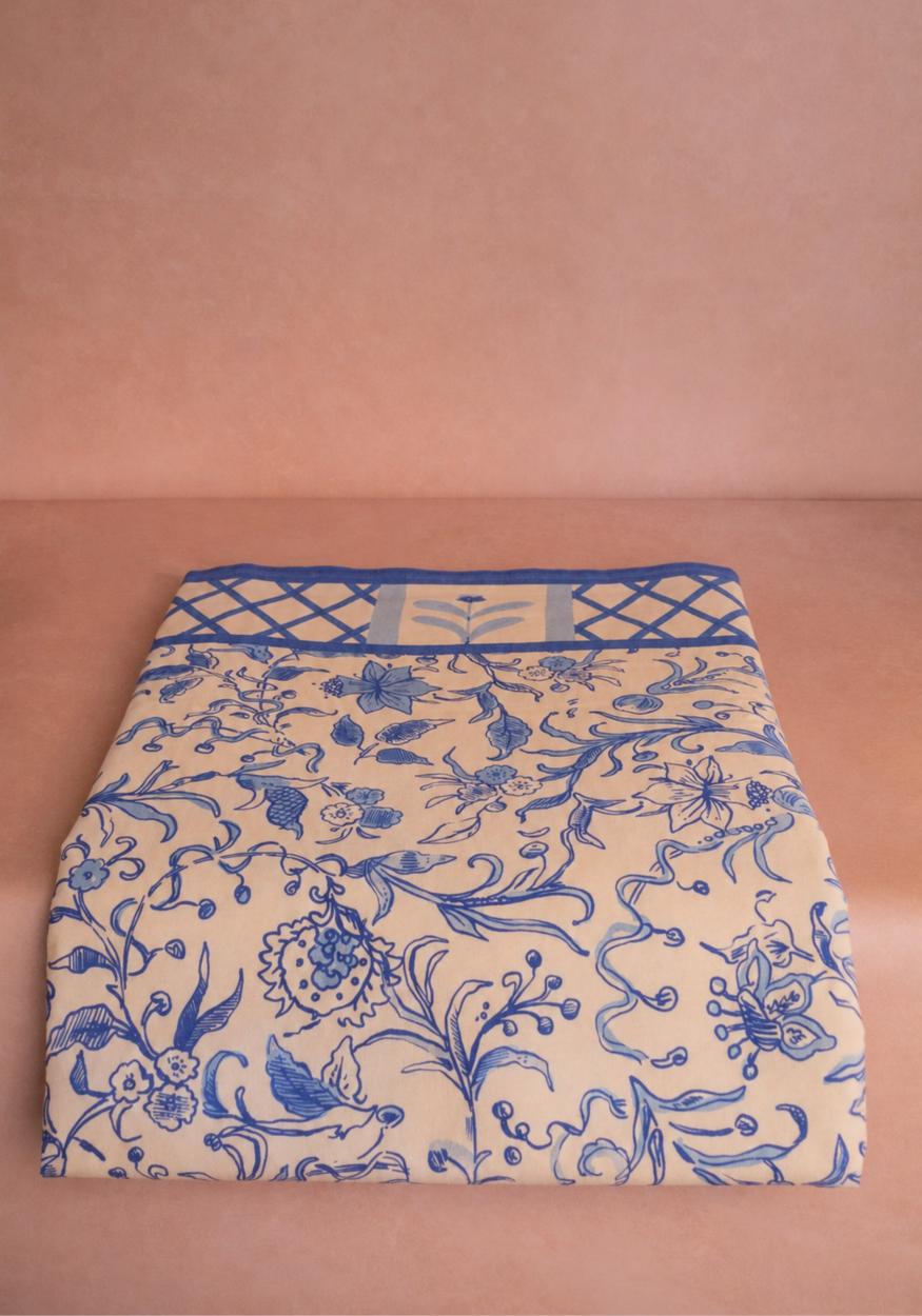 Casa by Josephine Jenno Belgravia Bloom Cotton Tablecloth - Blue