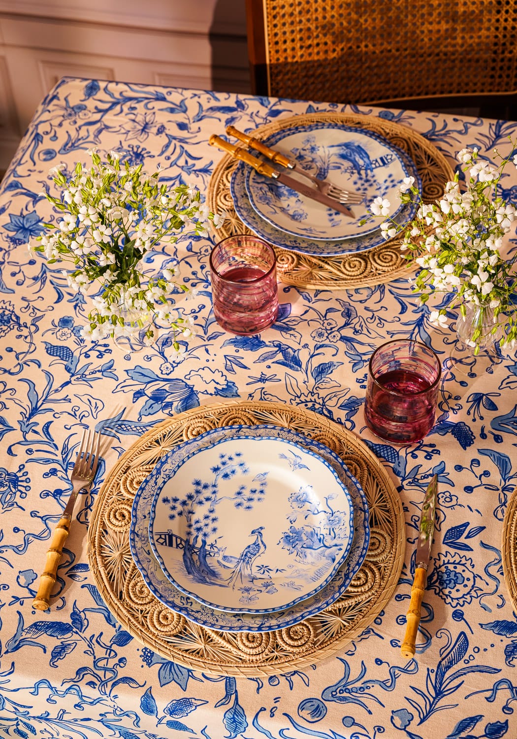 Casa by Josephine Jenno Belgravia Bloom Cotton Tablecloth - Blue
