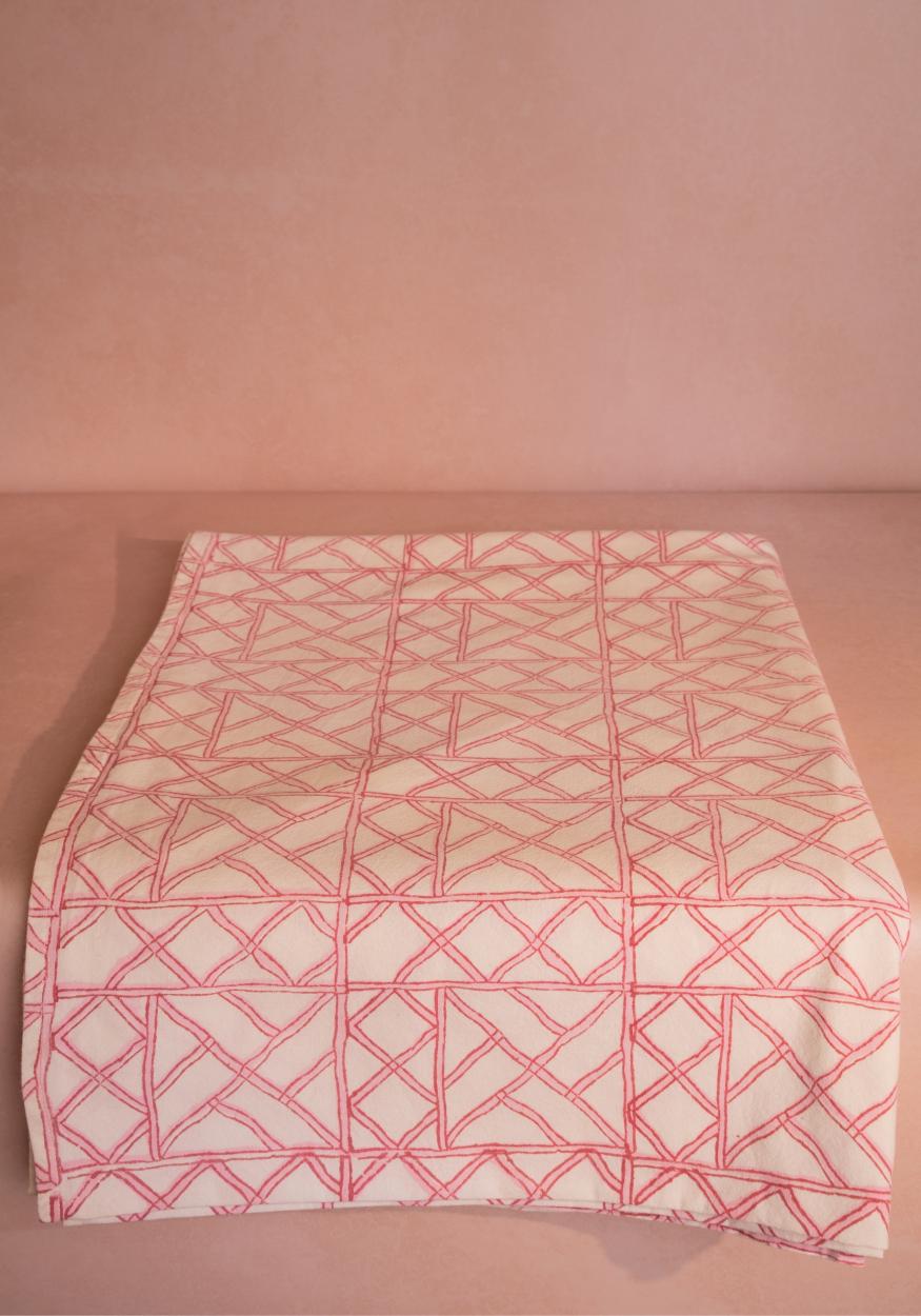 Lily's Pink Bamboo Lattice Tablecloth | Casa by Josephine Jenno