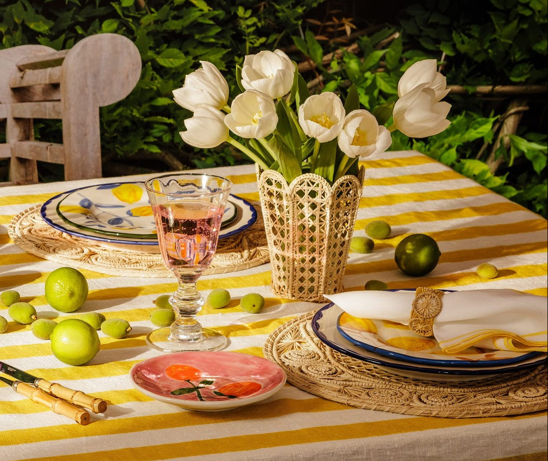 Casa by Josephine Jenno Lucinda Yellow Stripe Linen Tablecloth