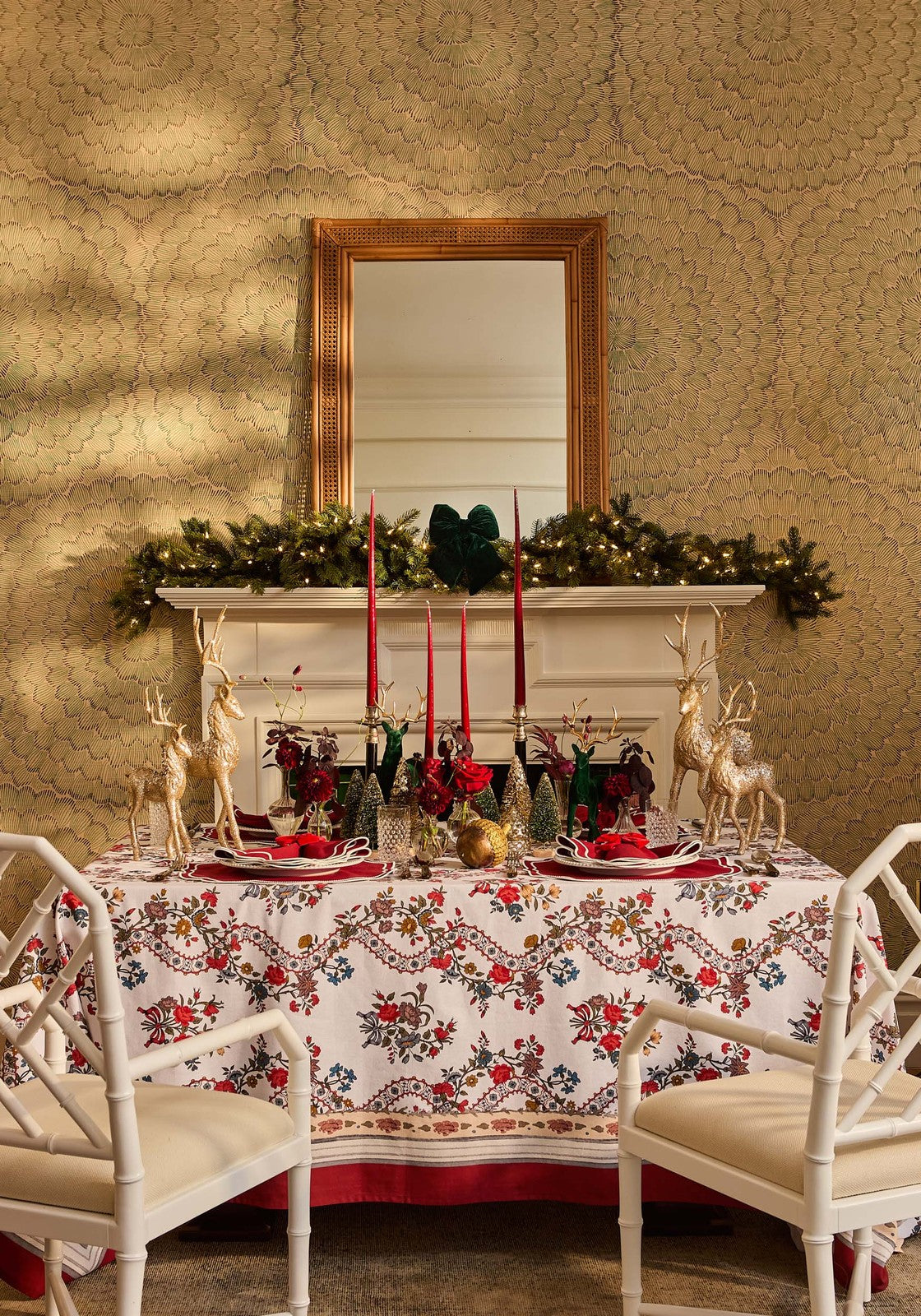 Casa by Josephine Jenno Sommerset Scroll Red Cotton Tablecloth