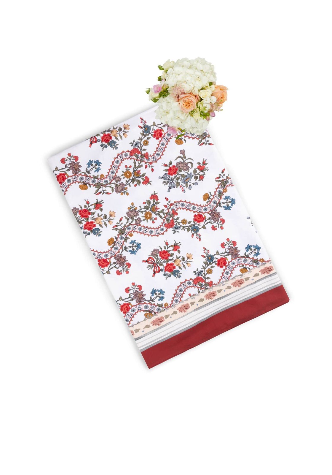Casa by Josephine Jenno Sommerset Scroll Red Cotton Tablecloth