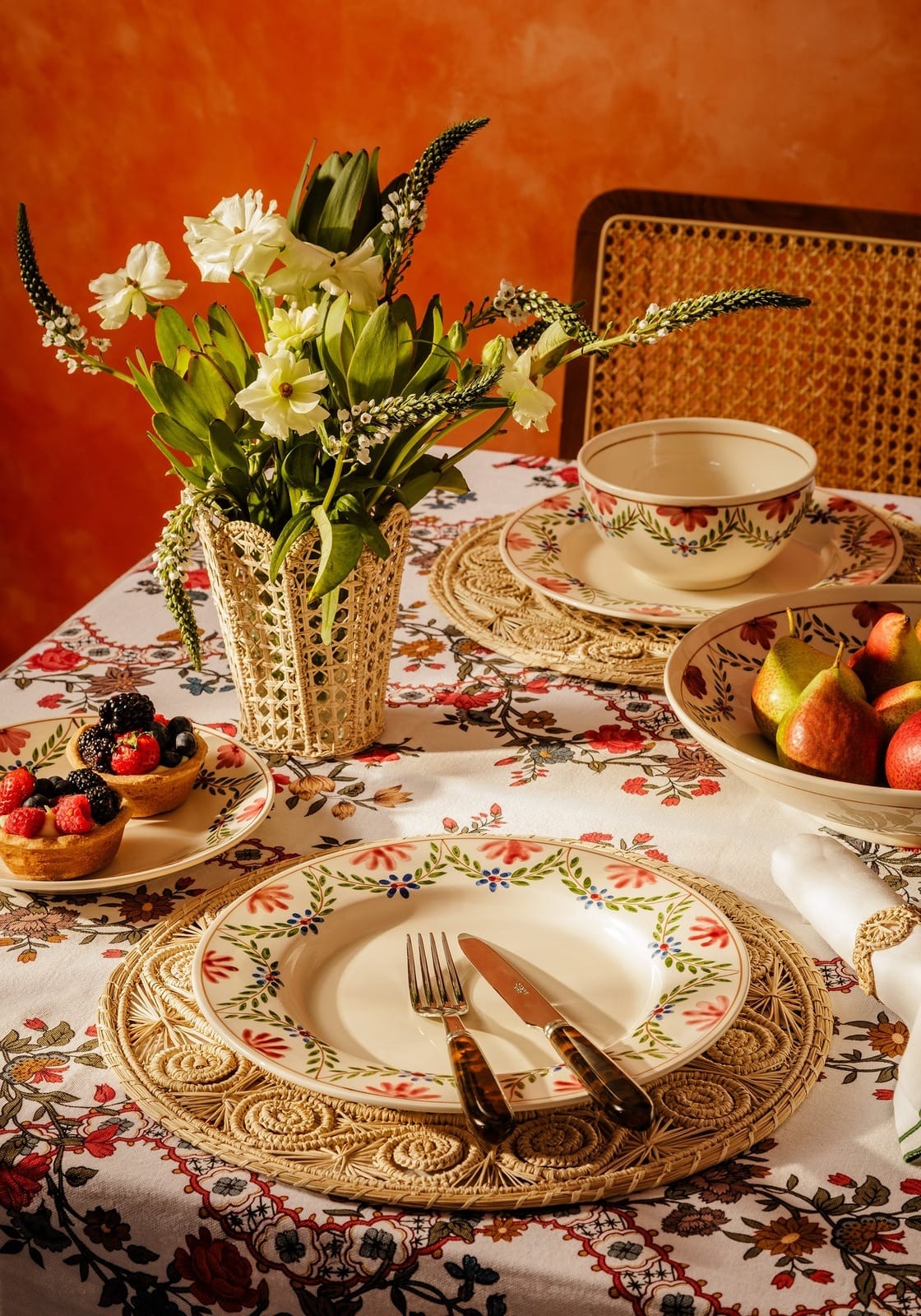 Casa by Josephine Jenno Sommerset Scroll Red Cotton Tablecloth