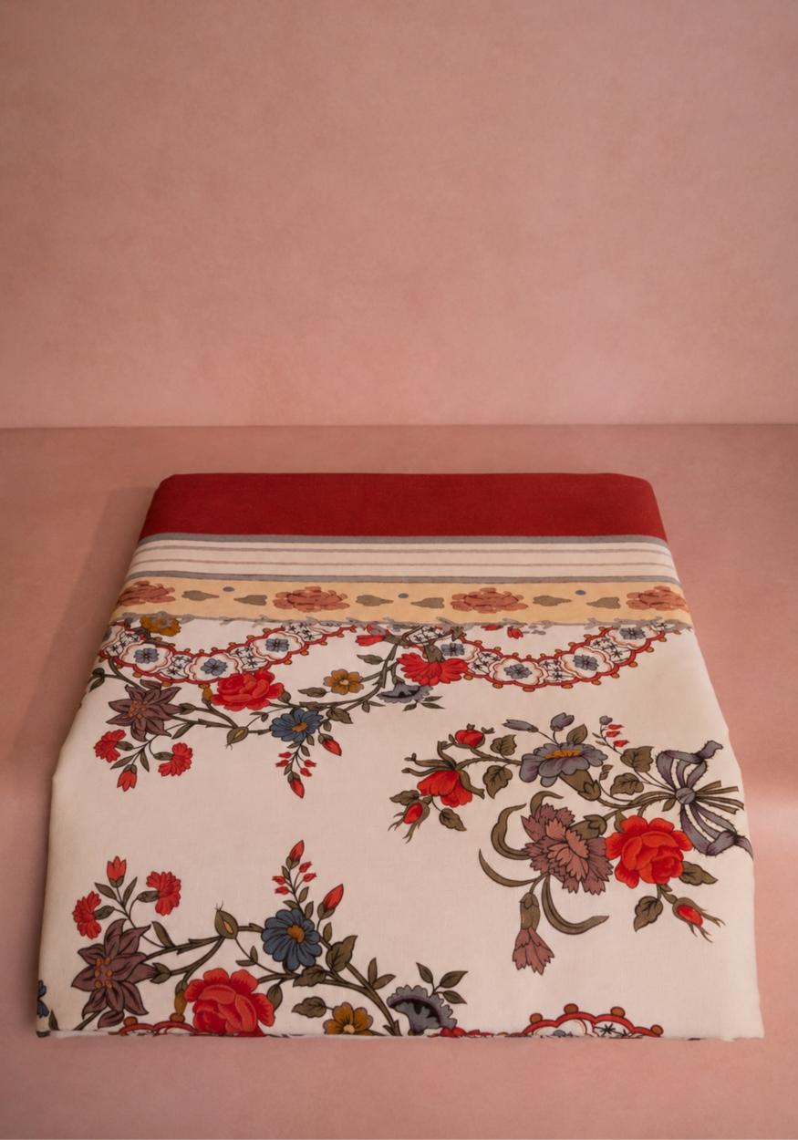 Casa by Josephine Jenno Sommerset Scroll Red Cotton Tablecloth