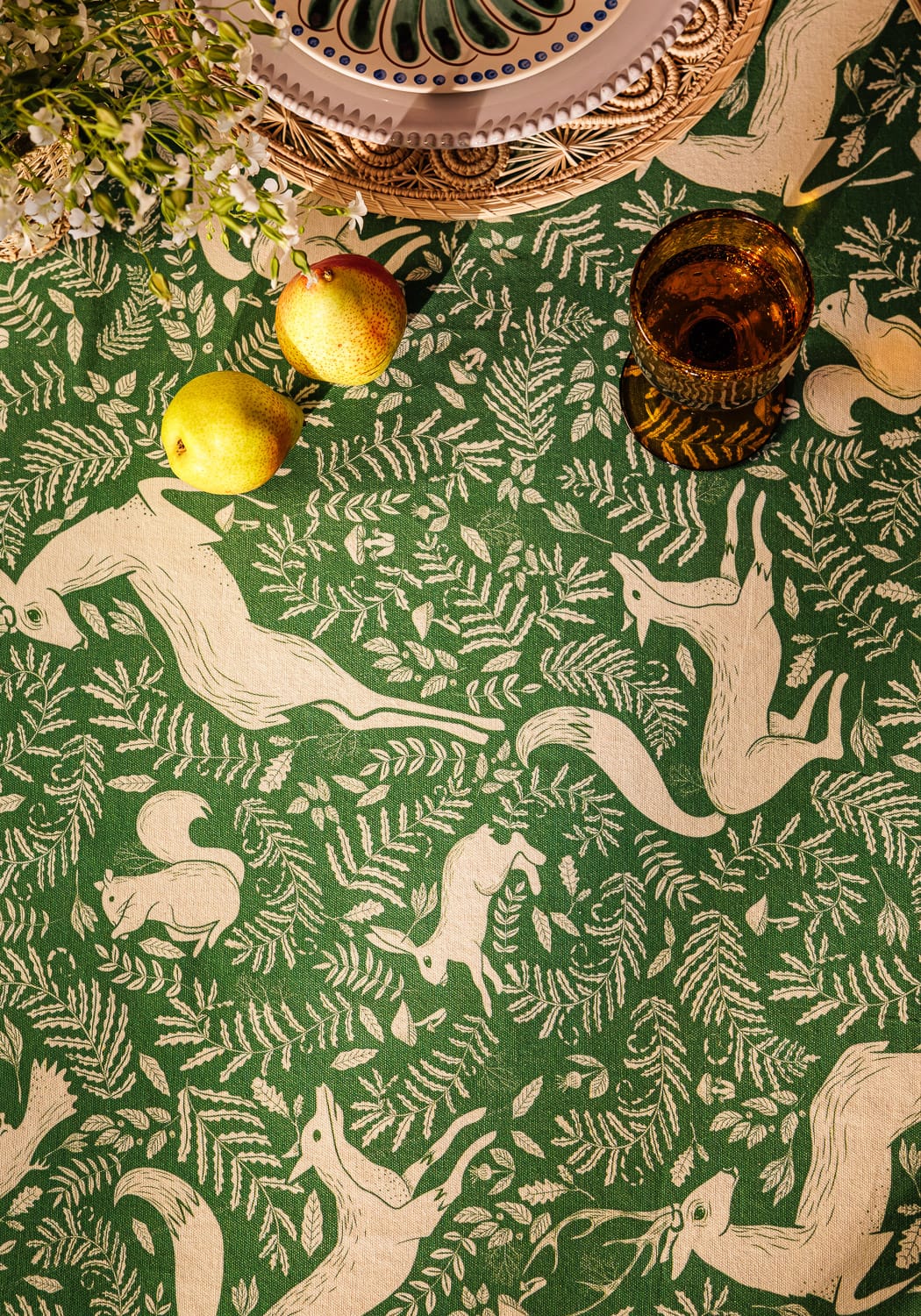 Casa by Josephine Jenno Wycliffe Woodland Green Cotton Tablecloth