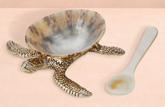 Casa by Josephine Jenno Turtle Salt & Cellar Pepper Pots with Spoons Pair
