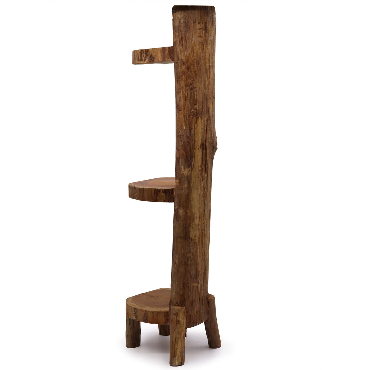 Yorkshire Bonsai Natural Teak Log Display Shelf 3 Tier 100cm Stand
