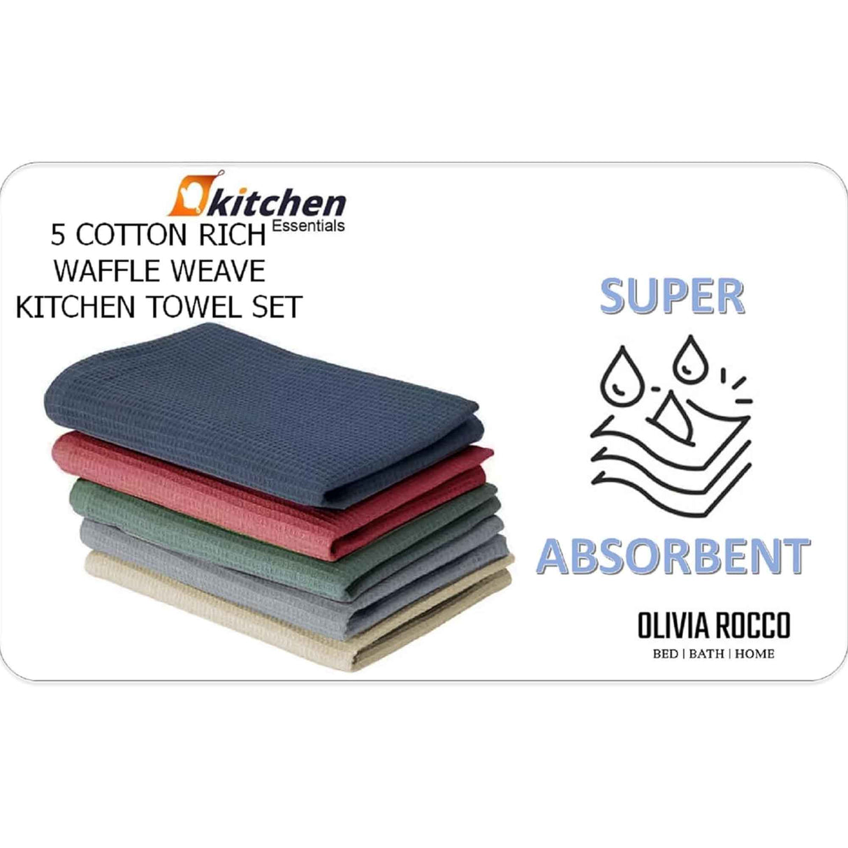 20 Pack Cotton Tea Towel by OLIVIA ROCCO - 45cm x 65cm