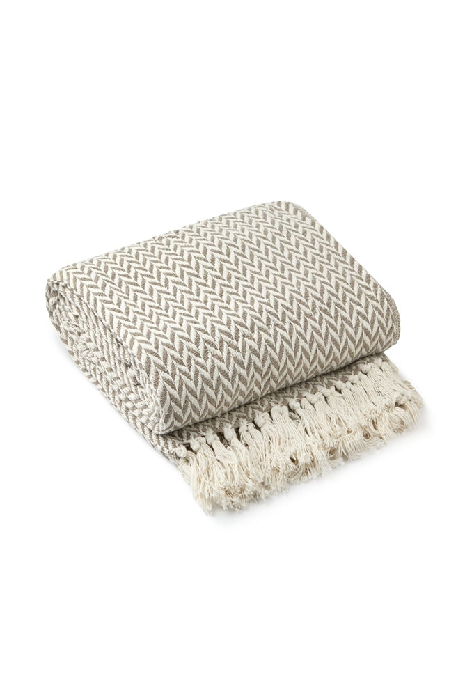 Blush & Bale Taupe Chevron Cotton Throw
