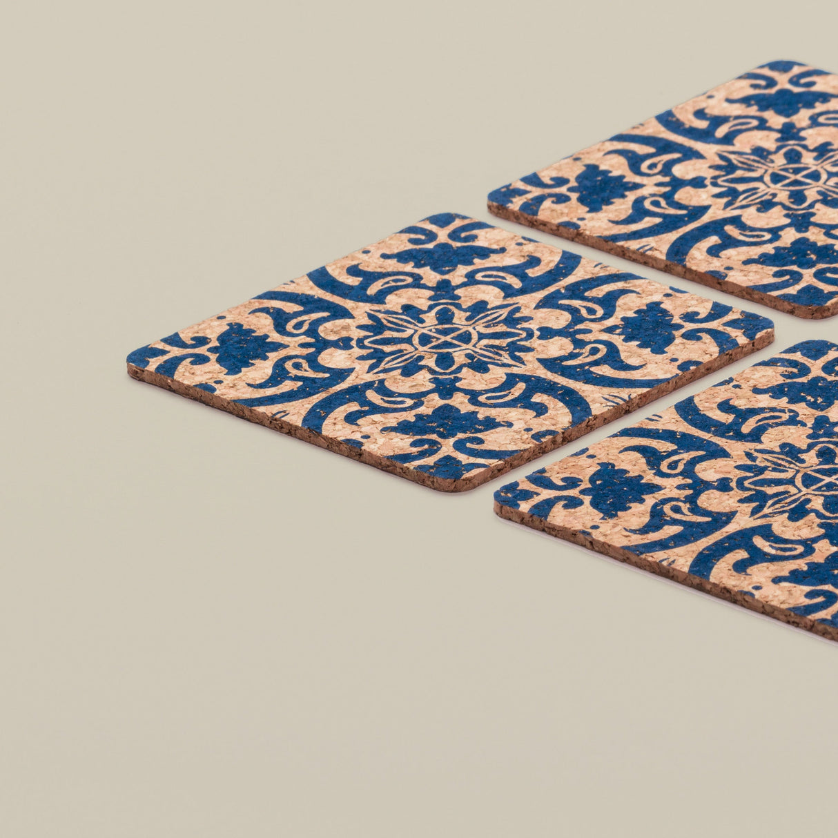 Portuguese Treasures Tile Design Square Cork Coasters | Set of 6