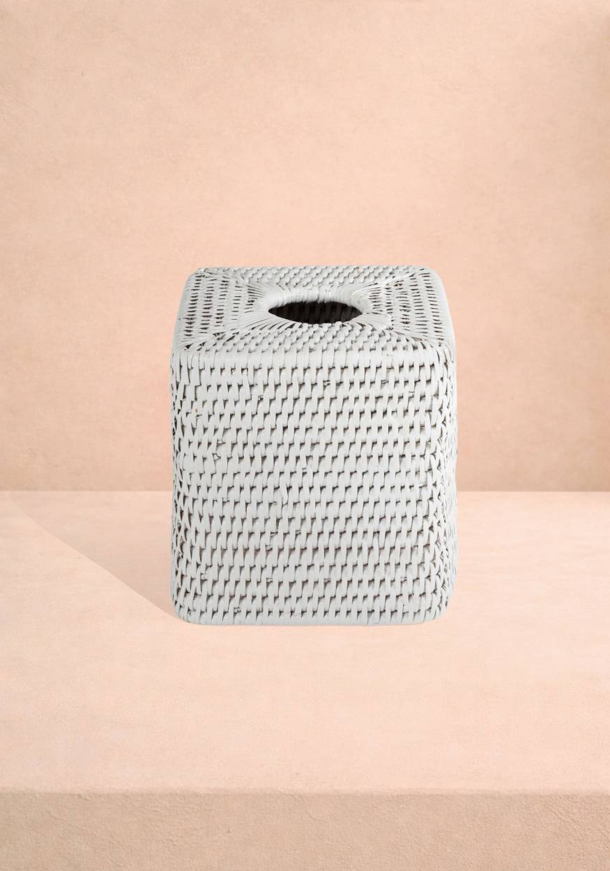 Casa by Josephine Jenno Rattan Tissue Box Cover - White