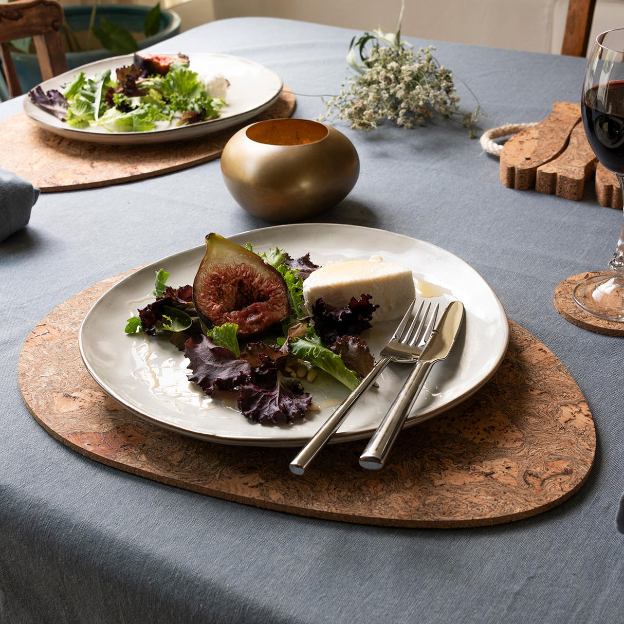 Portuguese Treasures Black Twist Pebble Shape Cork Placemat