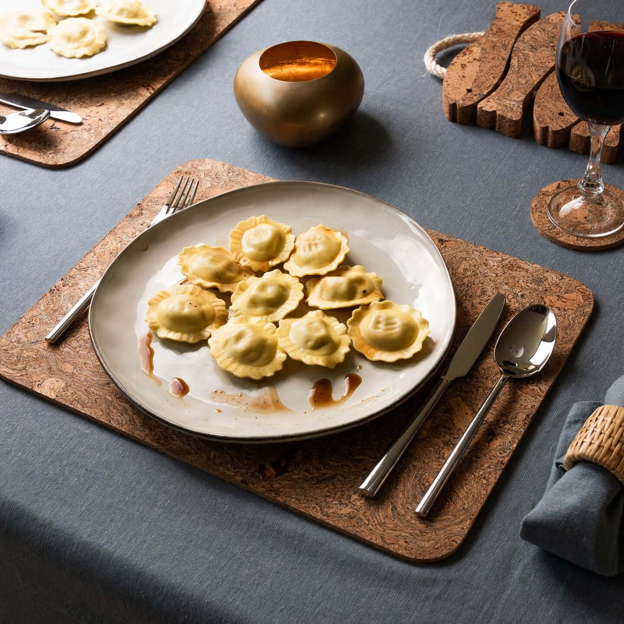 Portuguese Treasures Twist Black Rectangular Cork Placemats - 40x30cm