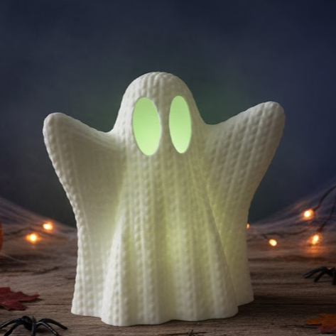 Filamora Studios Knitted Style Halloween Ghost LED Tea Light Holder