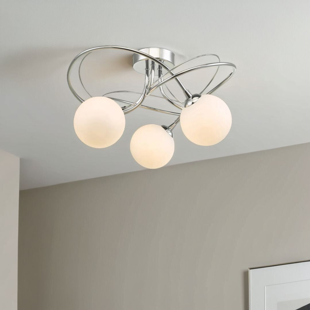 Pagazzi Violet 3 Light Chrome Semi Flush Ceiling Light