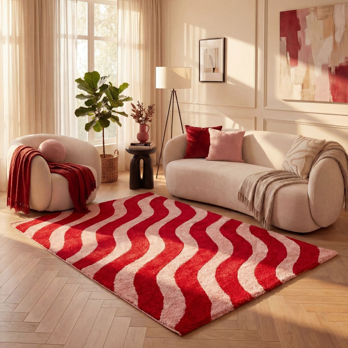 The Rugs Joli Wave Red Pink Rug