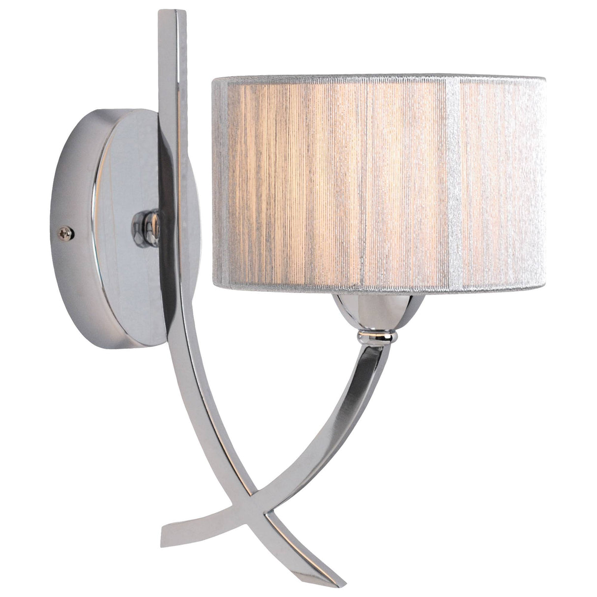 Pagazzi Justina Chrome Wall Light with Silver String Shade