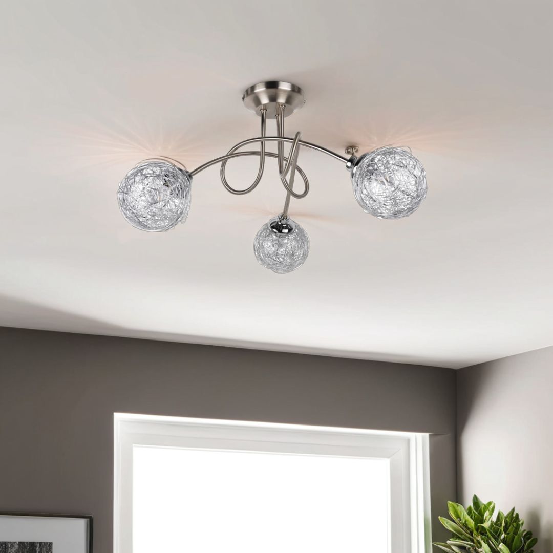 Pagazzi Orinoco 3 Light Chrome Semi Flush Ceiling Light