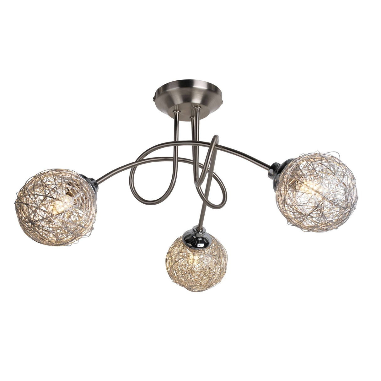 Pagazzi Orinoco 3 Light Chrome Semi Flush Ceiling Light
