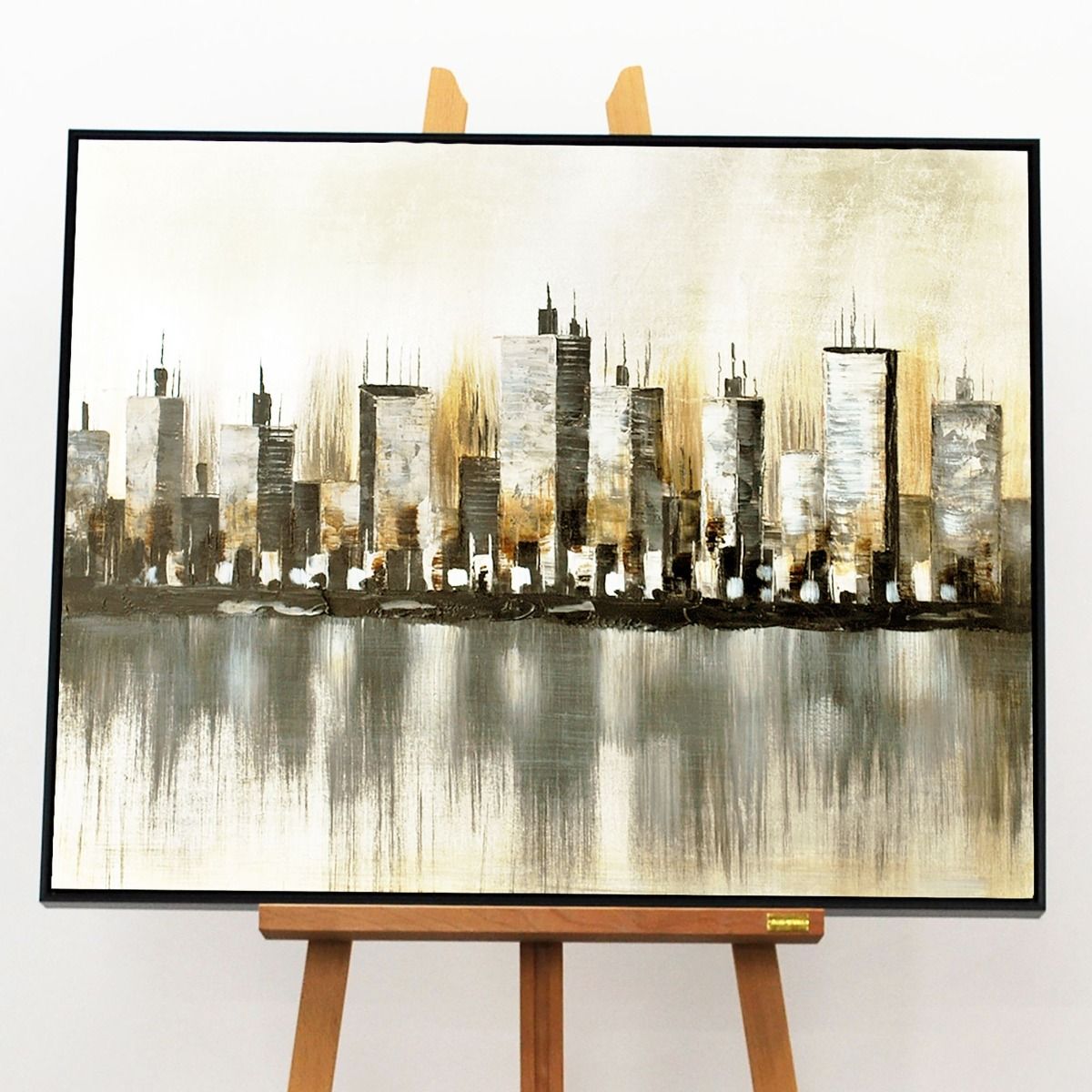 Pagazzi Cityscape Natural Canvas with Black Frame - 100x80cm