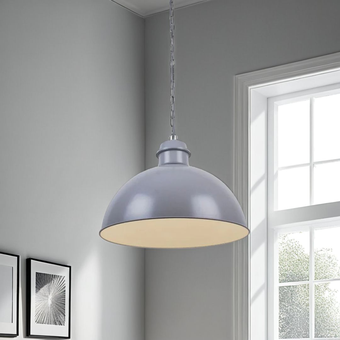 Pagazzi Romola 1 Light Domed Pendant Grey Ceiling Light