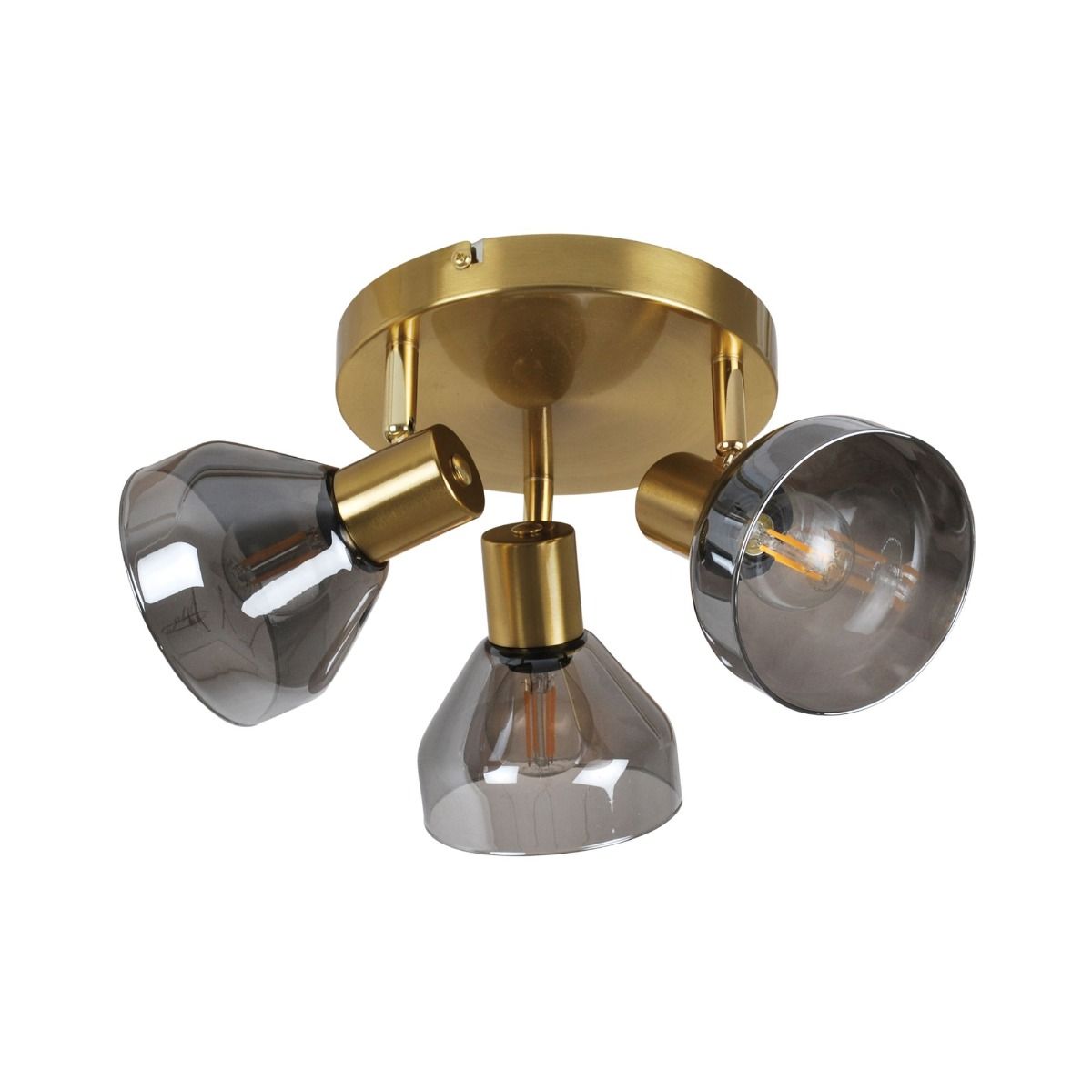 Pagazzi Fosco 3 Light Round Plate Spot Brushed Brass Ceiling Light