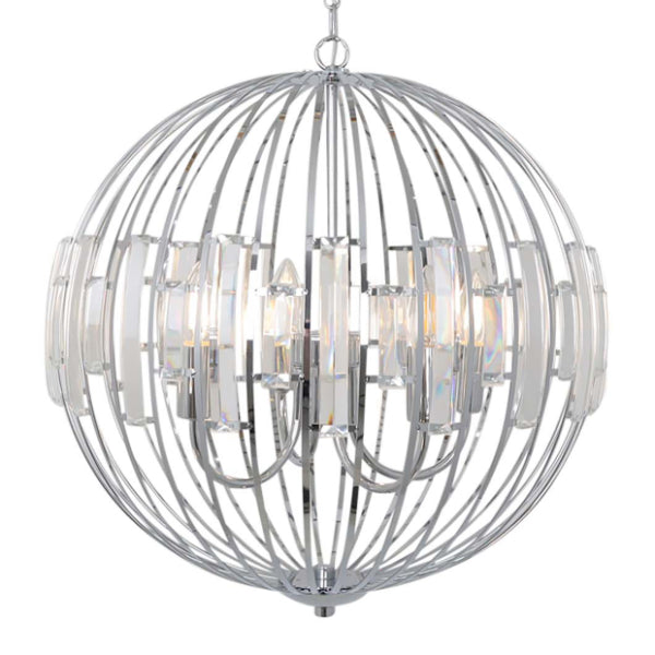 Pagazzi Noemi Polished Chrome Crystal Ceiling Pendant