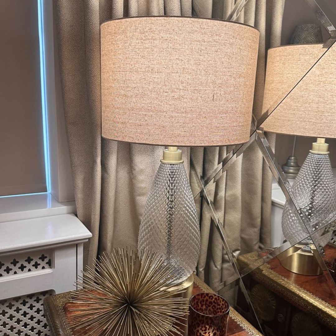 Pagazzi Virginia Antique Brass Textured Glass Table Lamp