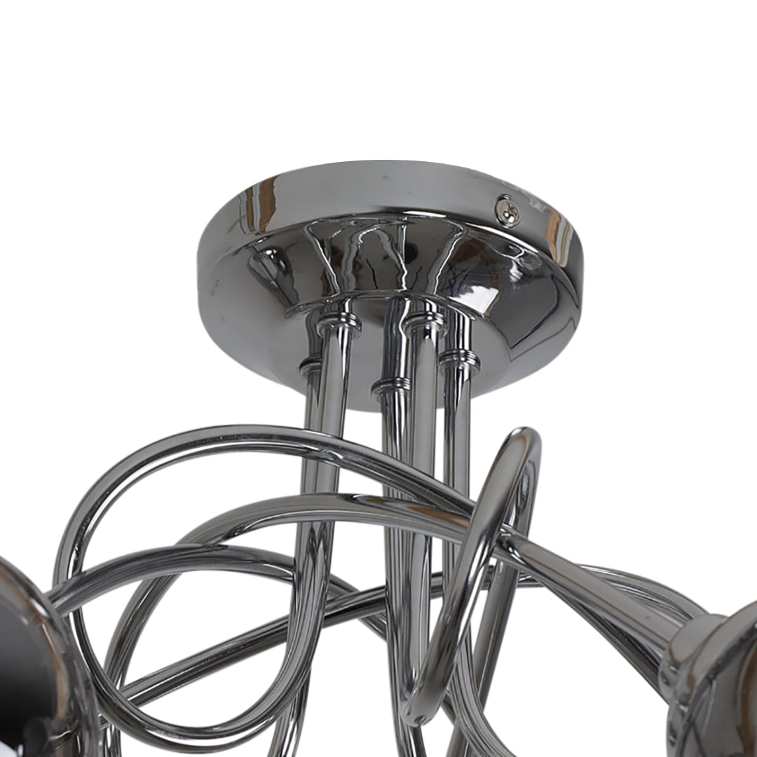 Pagazzi Bungo 5 Light Polished Chrome Smoked Glass Ceiling Light
