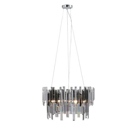 Pagazzi Onega 3 Light Chrome Smoked Glass Pendant Ceiling Light