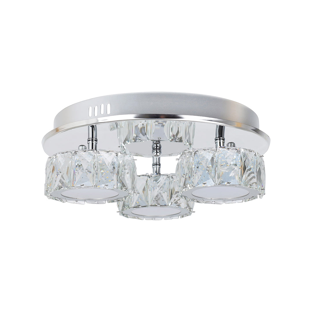 Pagazzi Dilan 3 Light Polished Chrome Crystal LED Flush Ceiling Light
