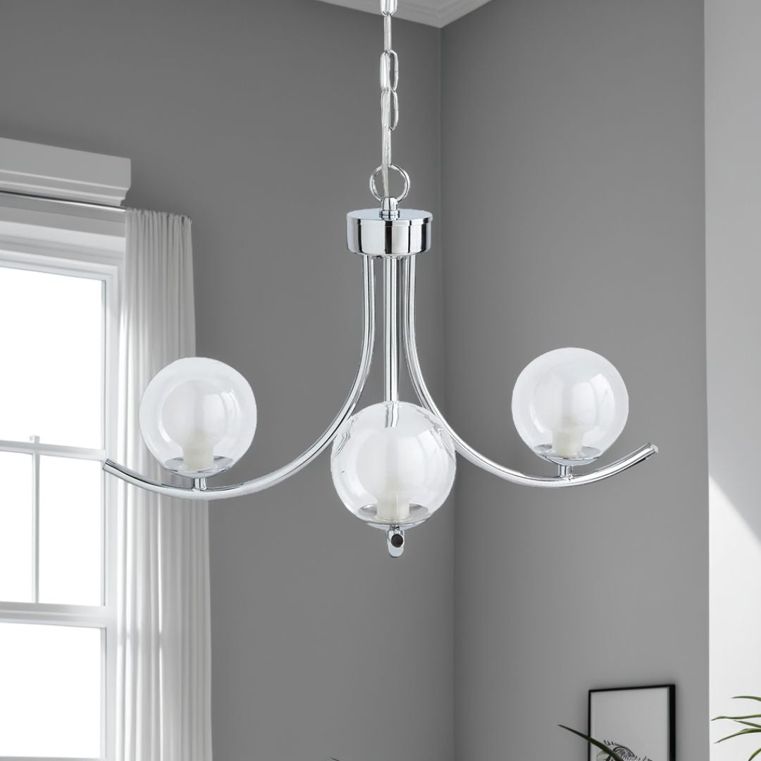 Pagazzi Jimena 3 Light Polished Chrome Pendant Ceiling Light