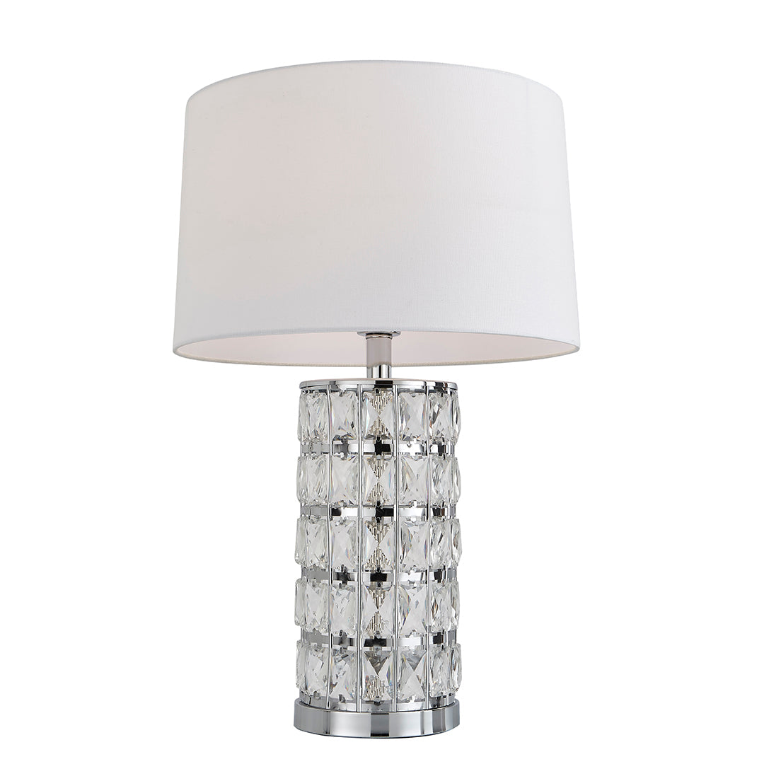 Pagazzi Indus Jewelled Cylinder Off White Table Lamp