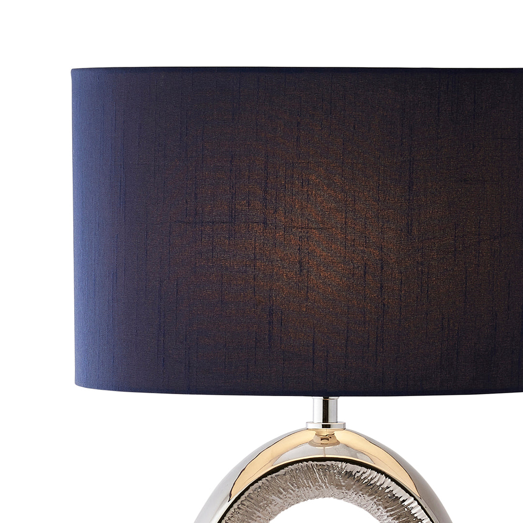 Pagazzi Dott Chrome Ceramic Table Lamp with Blue Shade
